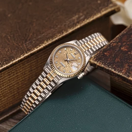 Rolex Lady-Datejust 26mm 69179 Tridor President – Mặt Vi Tính Vàng, Cọc Số Kim Cương