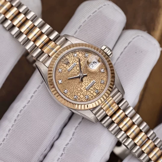 Rolex Lady-Datejust 26mm 69179 Tridor President – Mặt Vi Tính Vàng, Cọc Số Kim Cương