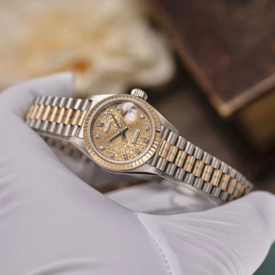 Rolex Lady-Datejust 26mm 69179 Tridor President – Mặt Vi Tính Vàng, Cọc Số Kim Cương