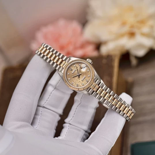 Rolex Lady-Datejust 26mm 69179 Tridor President – Mặt Vi Tính Vàng, Cọc Số Kim Cương