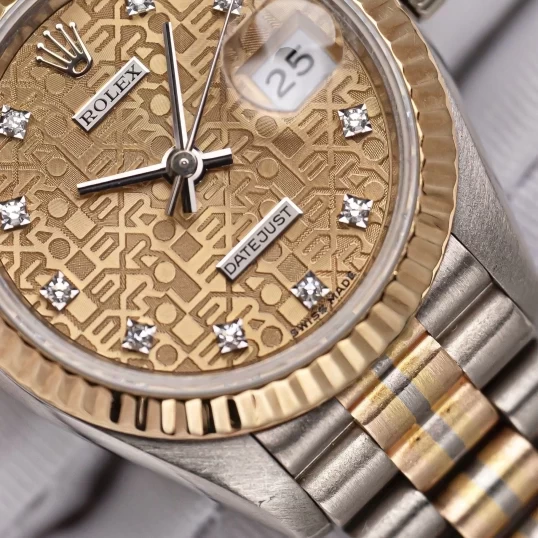 Rolex Lady-Datejust 26mm 69179 Tridor President – Mặt Vi Tính Vàng, Cọc Số Kim Cương
