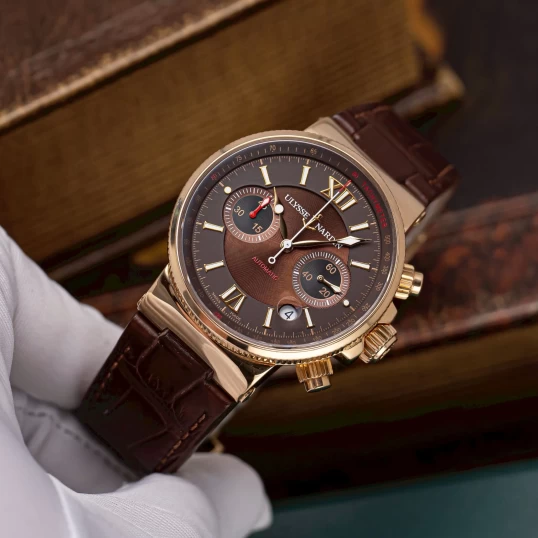 Ulysse Nardin Maxi Marine Chronograph 356-66/355 Rose Gold Brown Dial