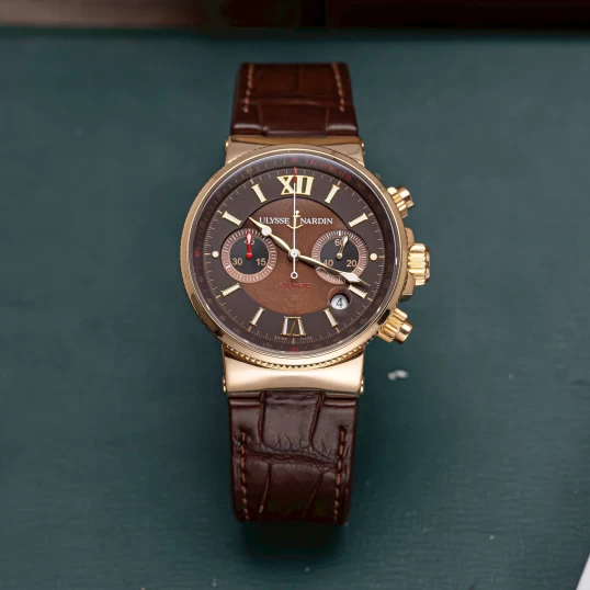 Ulysse Nardin Maxi Marine Chronograph 356-66/355 Rose Gold Brown Dial