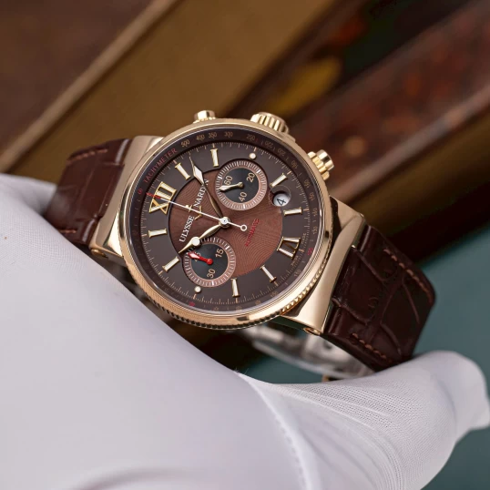 Ulysse Nardin Maxi Marine Chronograph 356-66/355 Rose Gold Brown Dial