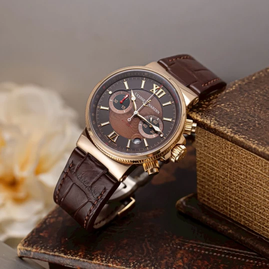 Ulysse Nardin Maxi Marine Chronograph 356-66/355 Rose Gold Brown Dial