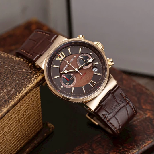 Ulysse Nardin Maxi Marine Chronograph 356-66/355 Rose Gold Brown Dial