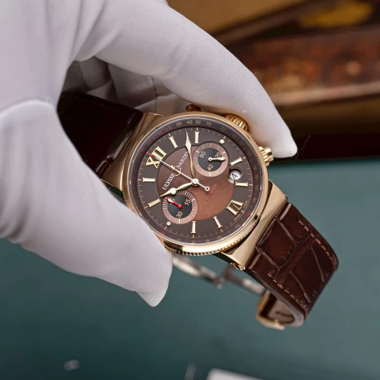 Ulysse Nardin Maxi Marine Chronograph 356-66/355 Rose Gold Brown Dial