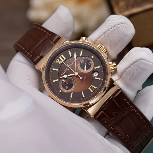 Ulysse Nardin Maxi Marine Chronograph 356-66/355 Rose Gold Brown Dial