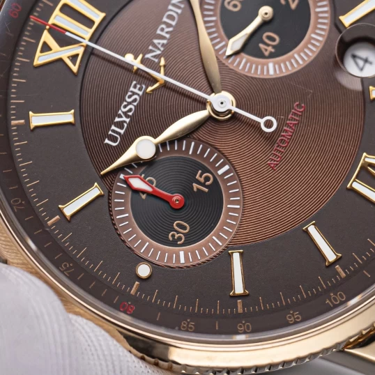 Ulysse Nardin Maxi Marine Chronograph 356-66/355 Rose Gold Brown Dial