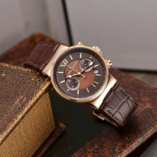 Ulysse Nardin Maxi Marine Chronograph 356-66/355 Rose Gold Brown Dial