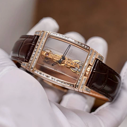 Corum Golden Bridge 43mm Rose Gold Baguette Diamonds Custom – Ref. 113.750.55