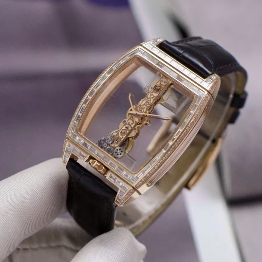 Corum Golden Bridge 18K Rose Gold Ref. 113.160.55/0002 0000 – Custom Baguette Diamonds