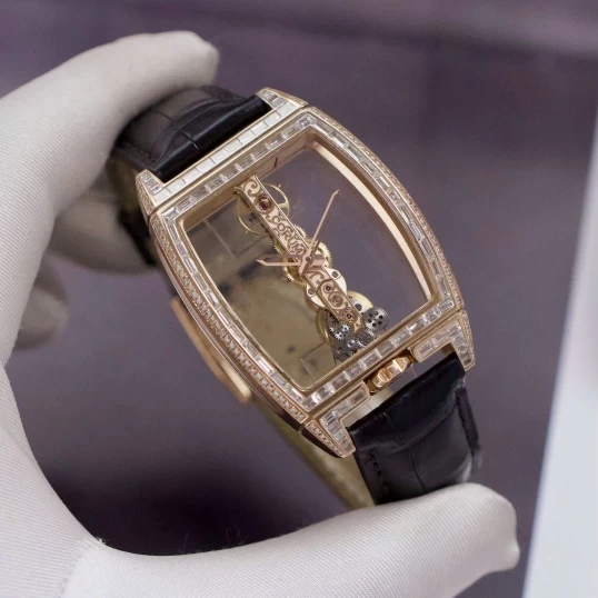 Corum Golden Bridge 18K Rose Gold Ref. 113.160.55/0002 0000 – Custom Baguette Diamonds