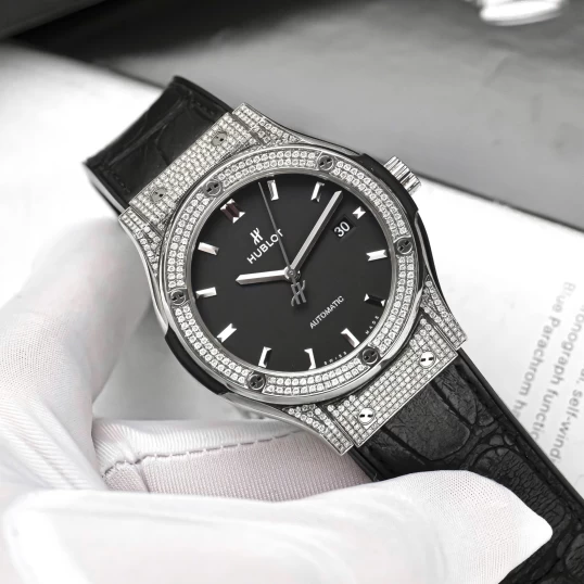Hublot Classic Fusion Titanium 42mm Ref. 542.NX.1171.LR Custom Full Pave Diamonds