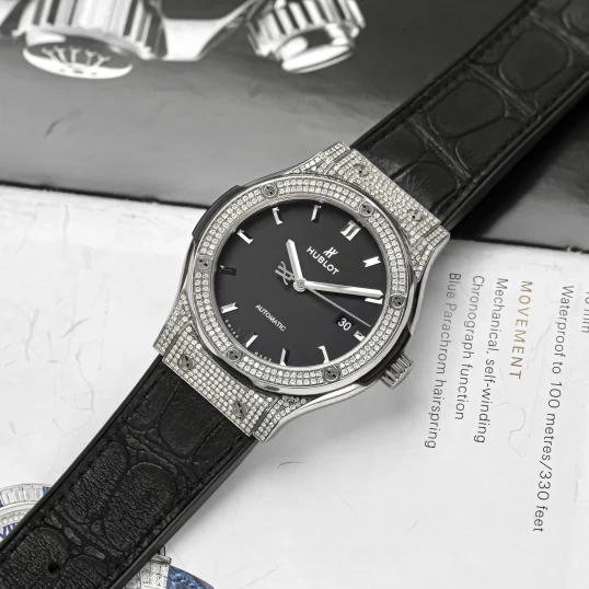 Hublot Classic Fusion Titanium 42mm Ref. 542.NX.1171.LR Custom Full Pave Diamonds