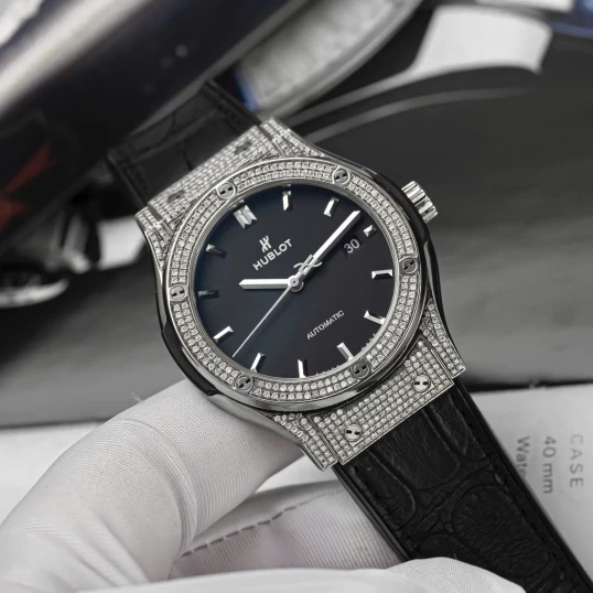 Hublot Classic Fusion Titanium 42mm Ref. 542.NX.1171.LR Custom Full Pave Diamonds