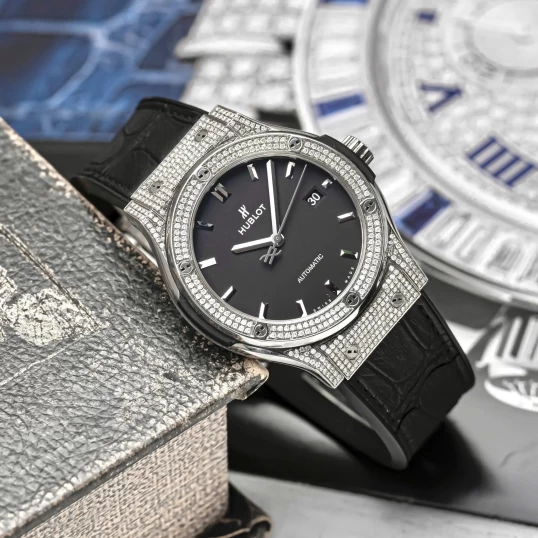 Hublot Classic Fusion Titanium 42mm Ref. 542.NX.1171.LR Custom Full Pave Diamonds