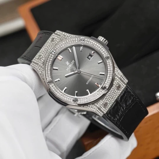 Hublot Classic Fusion Titanium 42mm Ref. 542.NX.7071.LR Custom Full Pave Diamonds