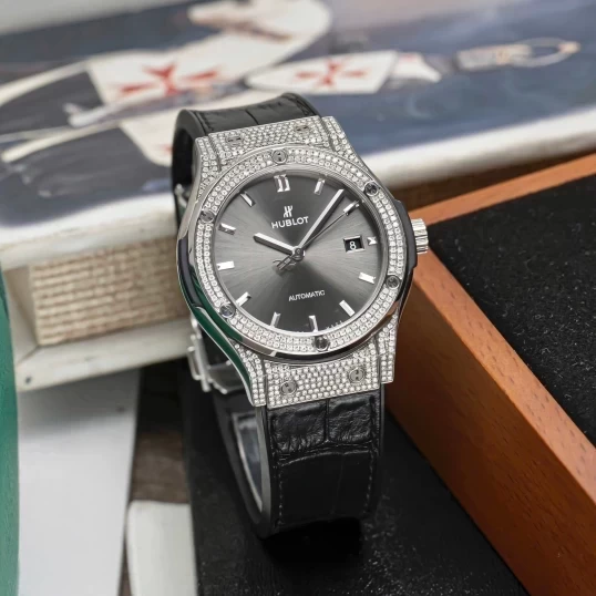 Hublot Classic Fusion Titanium 42mm Ref. 542.NX.7071.LR Custom Full Pave Diamonds