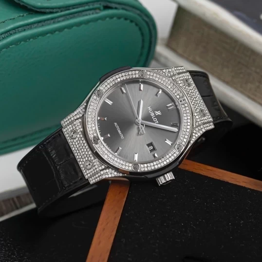 Hublot Classic Fusion Titanium 42mm Ref. 542.NX.7071.LR Custom Full Pave Diamonds