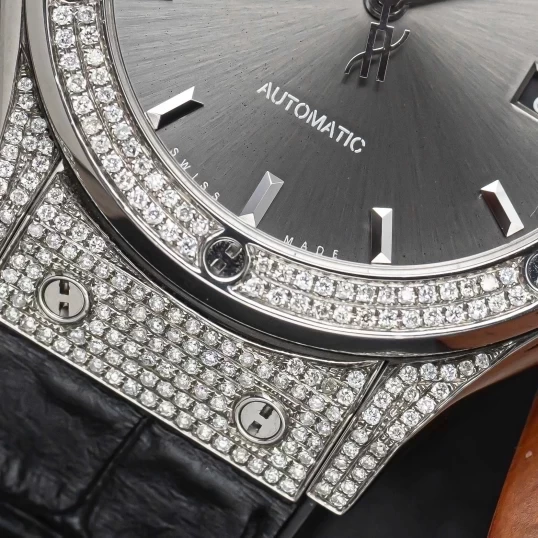 Hublot Classic Fusion Titanium 42mm Ref. 542.NX.7071.LR Custom Full Pave Diamonds