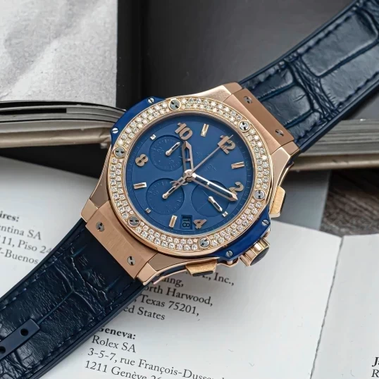 Hublot Big Bang Chronograph 41mm King Gold Blue Diamonds Ref. 341.PL.5190.LR.1104