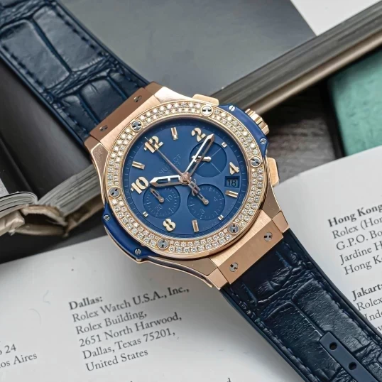 Hublot Big Bang Chronograph 41mm King Gold Blue Diamonds Ref. 341.PL.5190.LR.1104