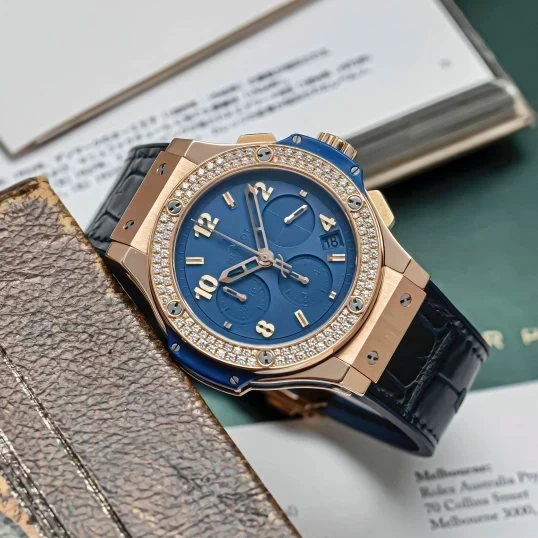 Hublot Big Bang Chronograph 41mm King Gold Blue Diamonds Ref. 341.PL.5190.LR.1104