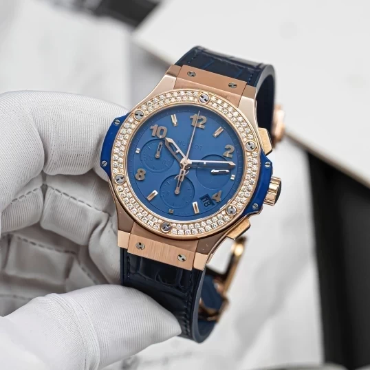 Hublot Big Bang Chronograph 41mm King Gold Blue Diamonds Ref. 341.PL.5190.LR.1104