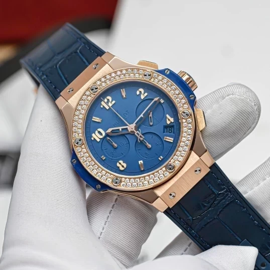 Hublot Big Bang Chronograph 41mm King Gold Blue Diamonds Ref. 341.PL.5190.LR.1104
