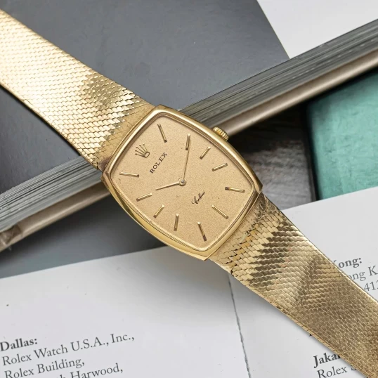 Rolex Cellini 3807 Tonneau Watches Index 18K Gold