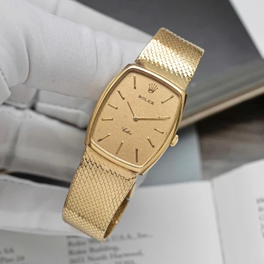 Rolex Cellini 3807 Tonneau Watches Index 18K Gold