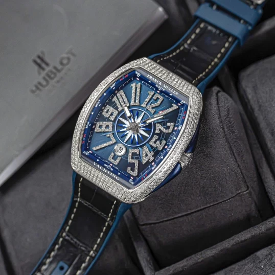 Franck Muller Vanguard Yachting V41 Blue Dial Custom Diamonds