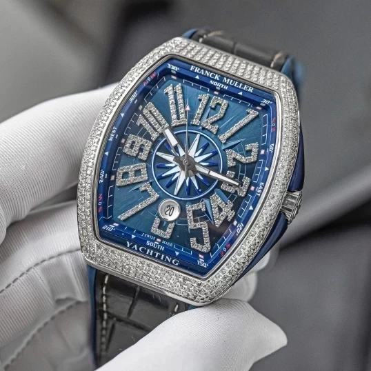 Franck Muller Vanguard Yachting V41 Blue Dial Custom Diamonds