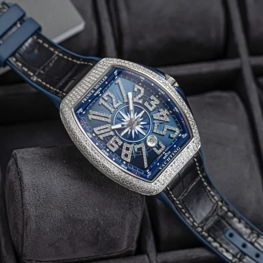 Franck Muller Vanguard Yachting V41 Blue Dial Custom Diamonds