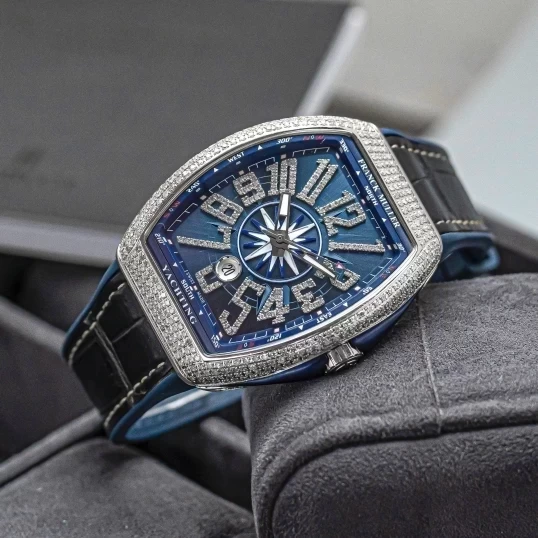 Franck Muller Vanguard Yachting V41 Blue Dial Custom Diamonds
