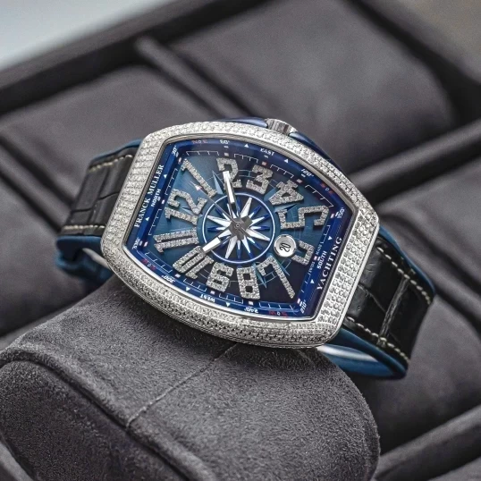 Franck Muller Vanguard Yachting V41 Blue Dial Custom Diamonds