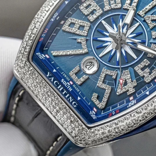Franck Muller Vanguard Yachting V41 Blue Dial Custom Diamonds