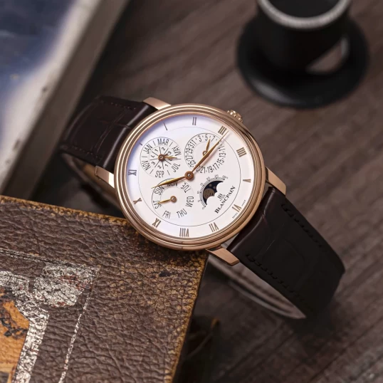 Blancpain Villeret Perpetual Automatic Opaline Dial Men's Watch Ref. 6057-3642-55