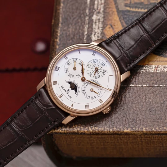Blancpain Villeret Perpetual Automatic Opaline Dial Men's Watch Ref. 6057-3642-55
