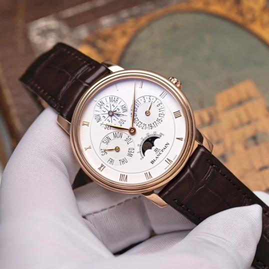 Blancpain Villeret Perpetual Automatic Opaline Dial Men's Watch Ref. 6057-3642-55