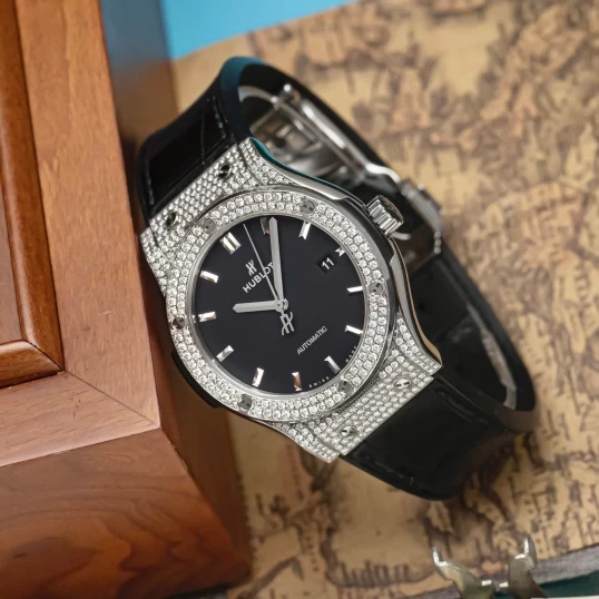 Hublot Classic Fusion Titanium 42mm 542.NX.1171.LR Custom Full Pave Diamonds
