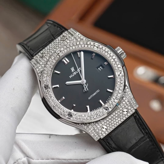 Hublot Classic Fusion Titanium 42mm 542.NX.1171.LR Custom Full Pave Diamonds