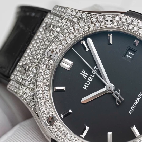 Hublot Classic Fusion Titanium 42mm 542.NX.1171.LR Custom Full Pave Diamonds