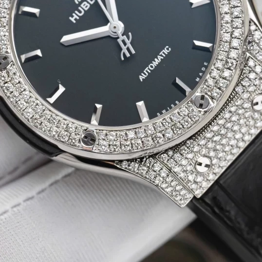 Hublot Classic Fusion Titanium 42mm 542.NX.1171.LR Custom Full Pave Diamonds