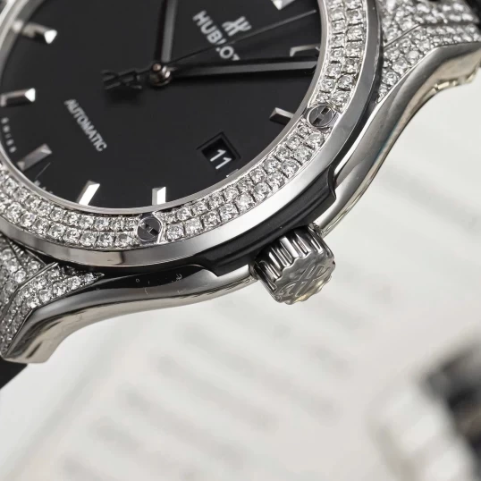 Hublot Classic Fusion Titanium 42mm 542.NX.1171.LR Custom Full Pave Diamonds
