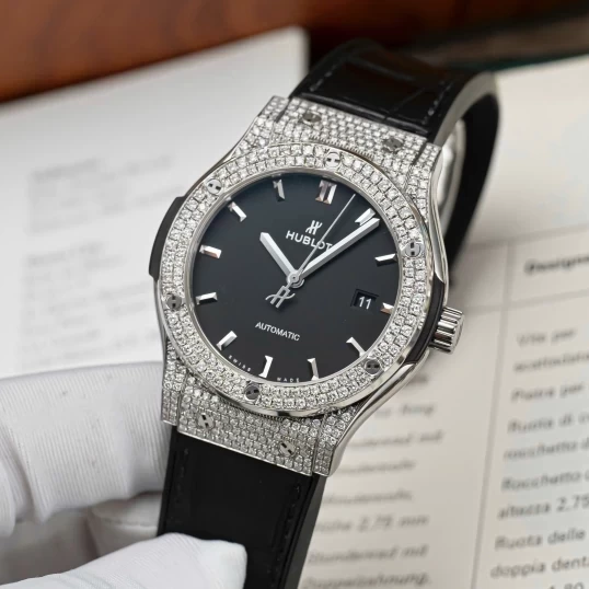 Hublot Classic Fusion Titanium 42mm 542.NX.1171.LR Custom Full Pave Diamonds