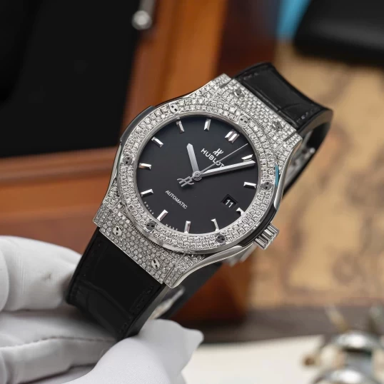 Hublot Classic Fusion Titanium 42mm 542.NX.1171.LR Custom Full Pave Diamonds