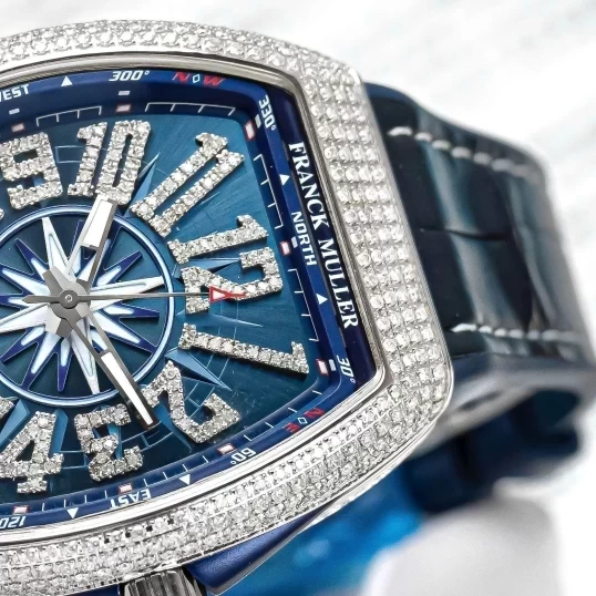 Franck Muller Vanguard Yachting V41 Custom Diamond Blue Dial
