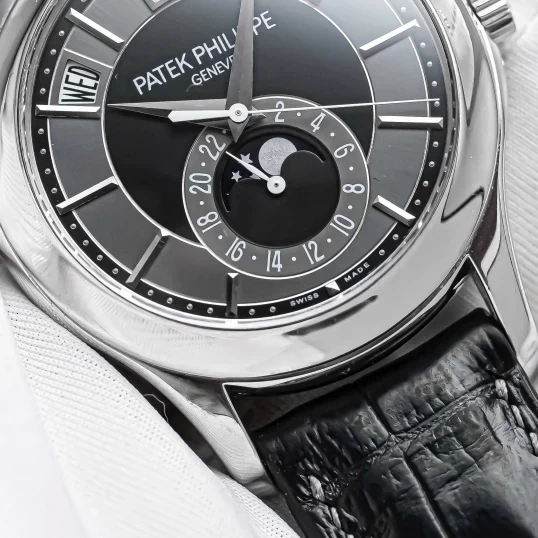 Patek Philippe Complications Annual Calendar Moon Phase 5205G White Gold Black Dial 40mm